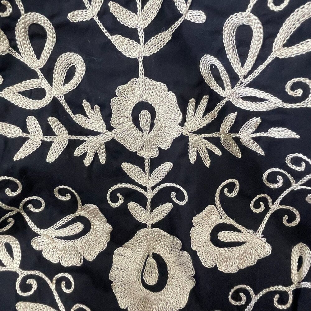 eShakti Black Embroidered Floral Fit & Flare Midi Dress 22W Pockets - Picture 4 of 14